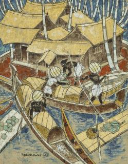 Abdulrahim Apabhai Almelkar - Untitled (Fishermen)