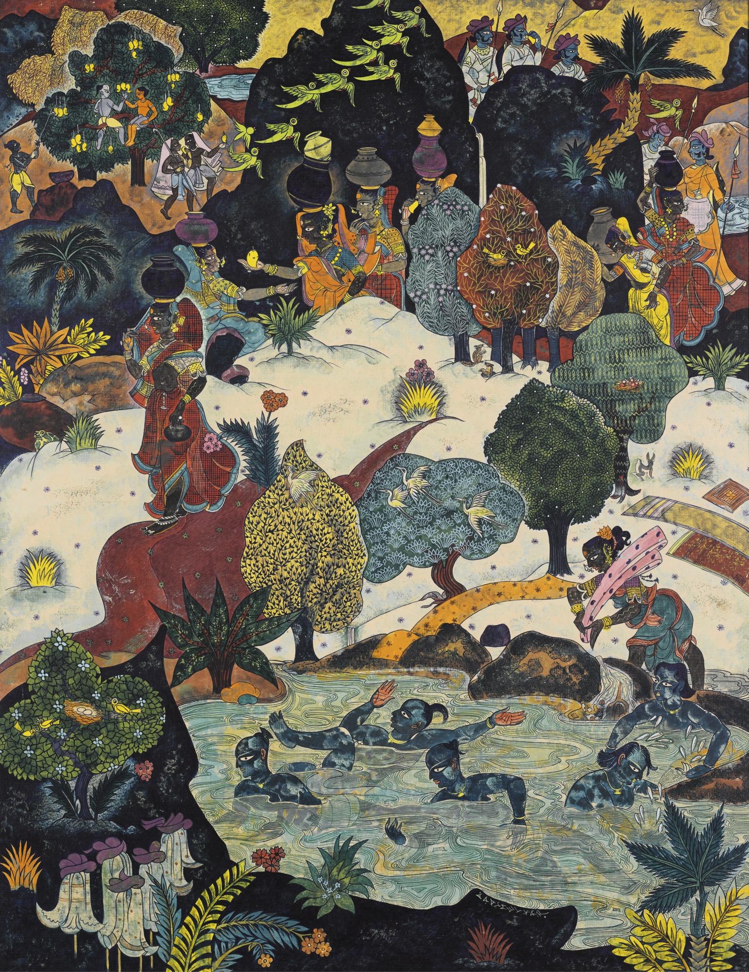 Abdulrahim Apabhai Almelkar - Untitled (Village Scene)