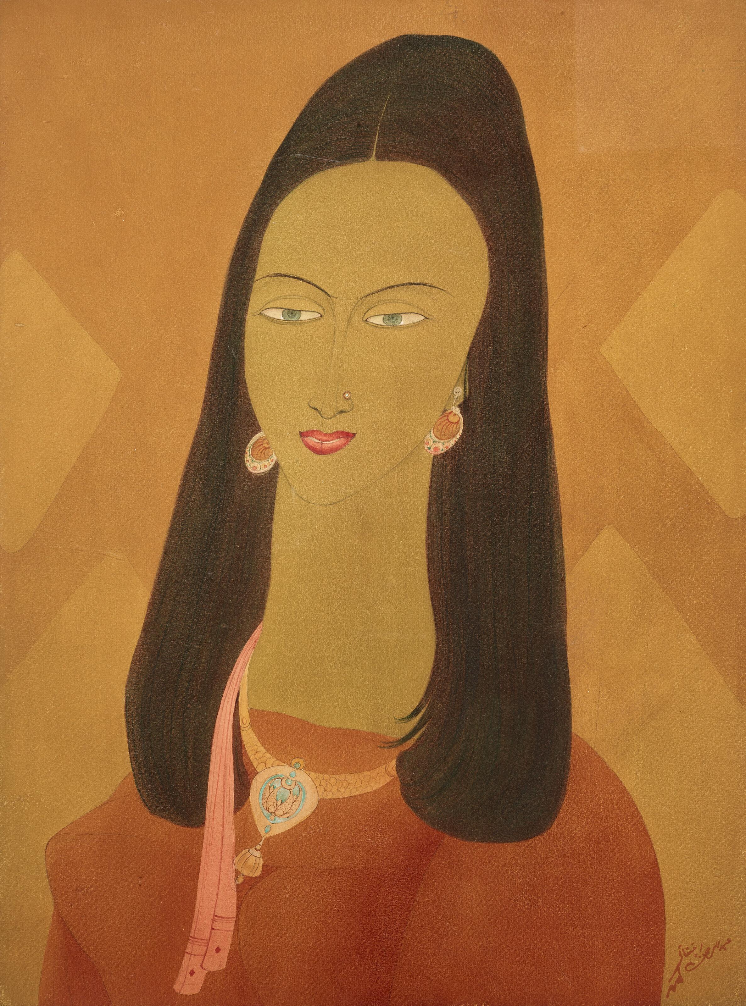 Abdur Rahman Chughtai - Blue Eyes (Modern Girls series)