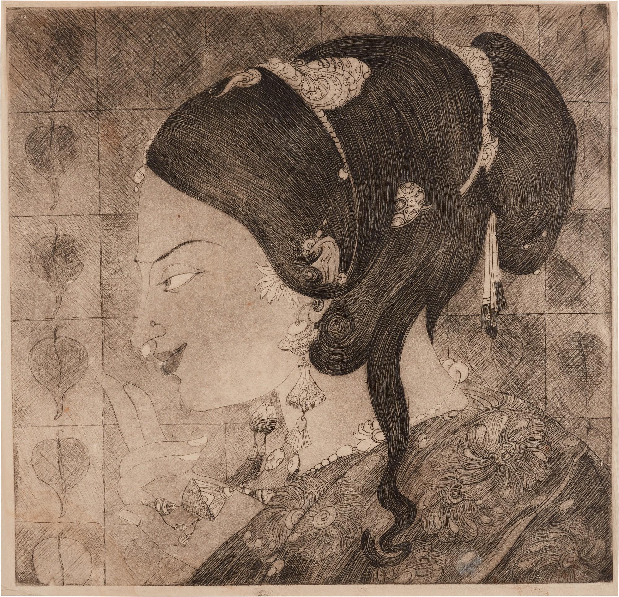 Abdur Rahman Chughtai - Fragrance; Untitled (One double-sided work)