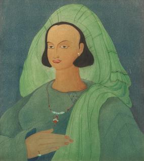 Abdur Rahman Chughtai - Maiden in a green headdress