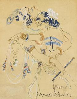 Abdur Rahman Chughtai - Untitled (Krishna And Gopi)