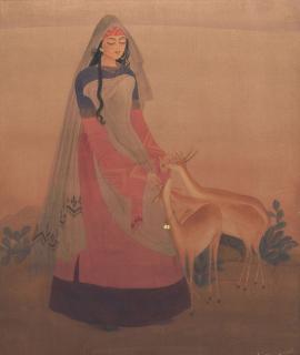 Abdur Rahman Chughtai - Untitled (Laila in the Wilderness)