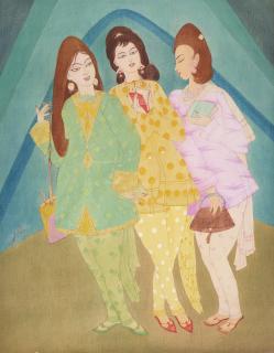 Abdur Rahman Chughtai - Untitled (Modern Girls series)