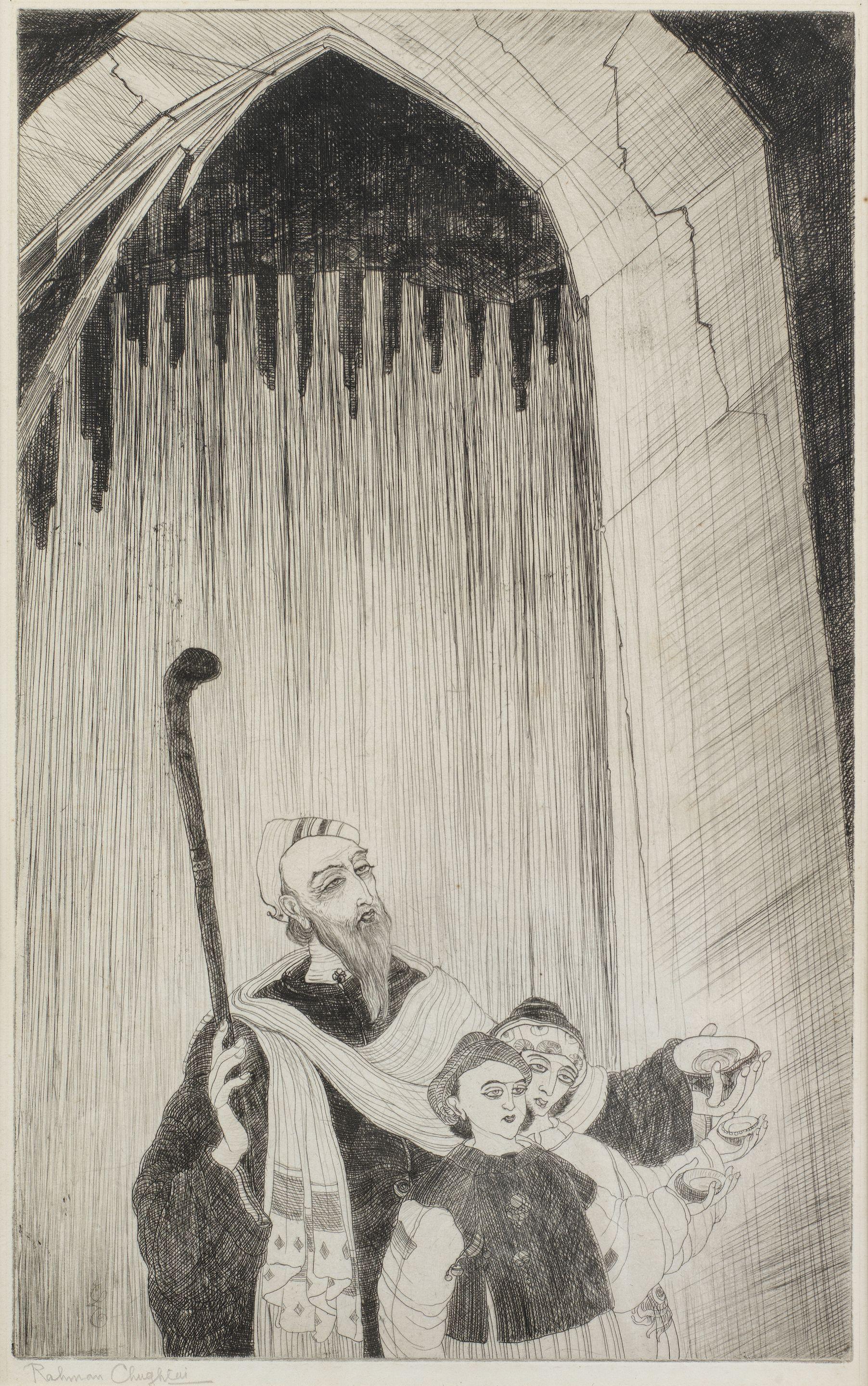 Abdur Rahman Chughtai - Untitled (Under the Arch)