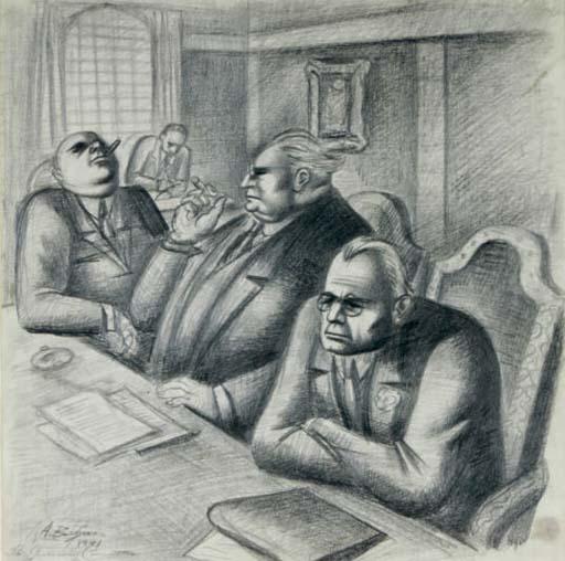 Abe Blashko - The Judiciary Committee (recto); and a sketch (verso)