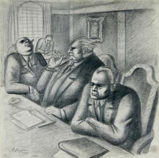 Abe Blashko - The Judiciary Committee (recto); and a sketch (verso)