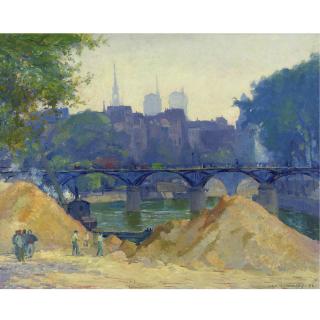 Abel G. Warshawsky - La Pasarelle Looking Towards The Ile De La Cite And Notre Dame