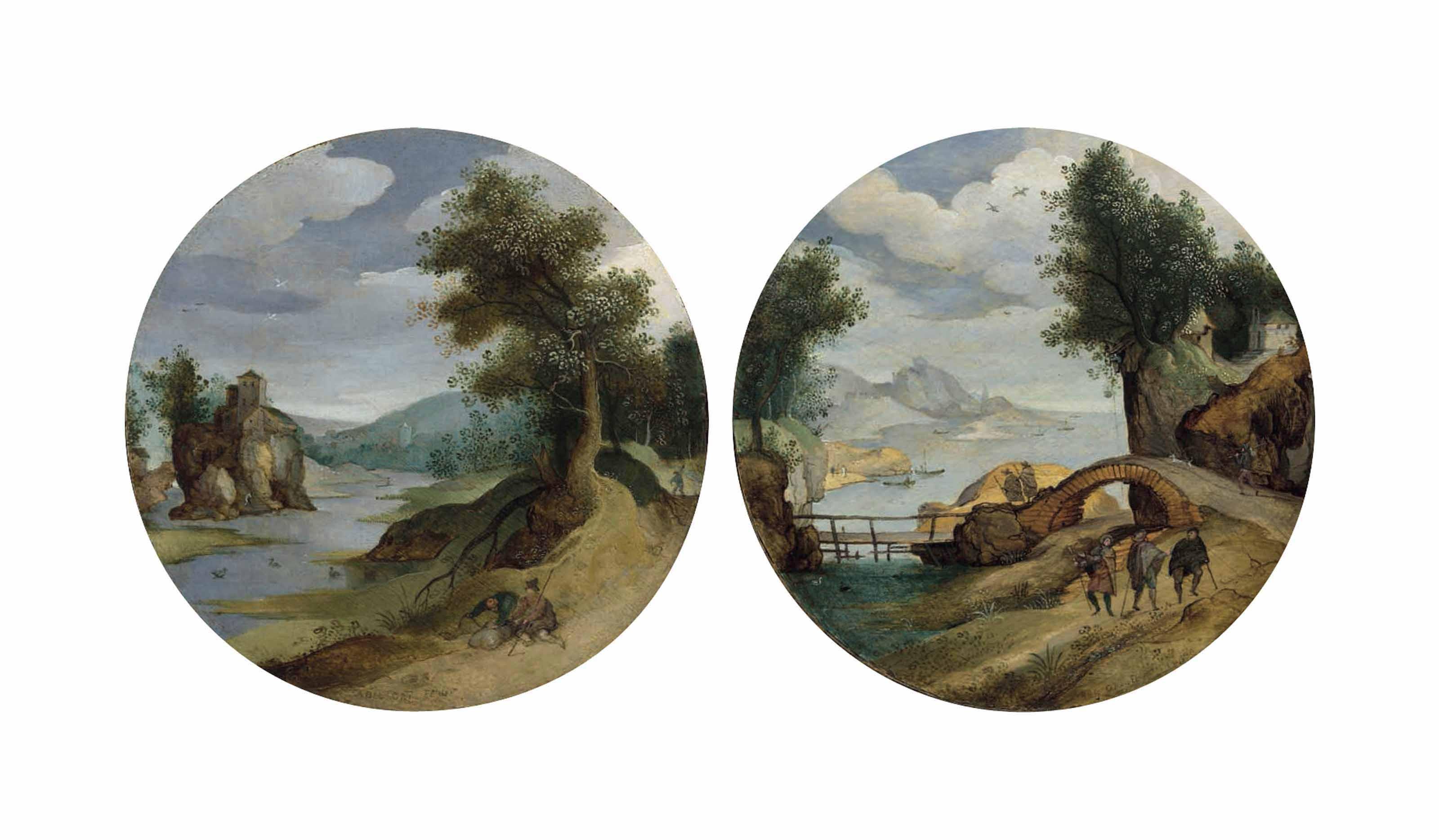 Abel Grimmer - A river landscape; and A coastal landscape