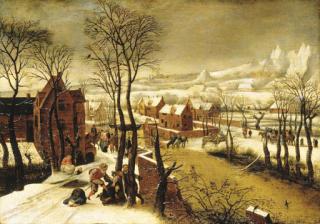 Abel Grimmer - A Village Landscape In Winter With The Massacre Of The Innocents