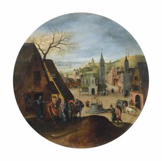 Abel Grimmer - Le mois de décembre:  Marie devant l\'auberge