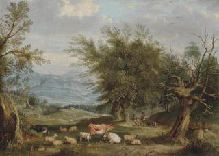 Abel Hold - Cattle And Sheep In A Landscape