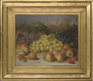 Abel Hold - Grapes, pears, peaches and apples, with plums to the side