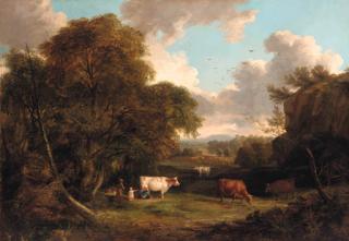 Abel Hold - Landscape with Cows and Peasants