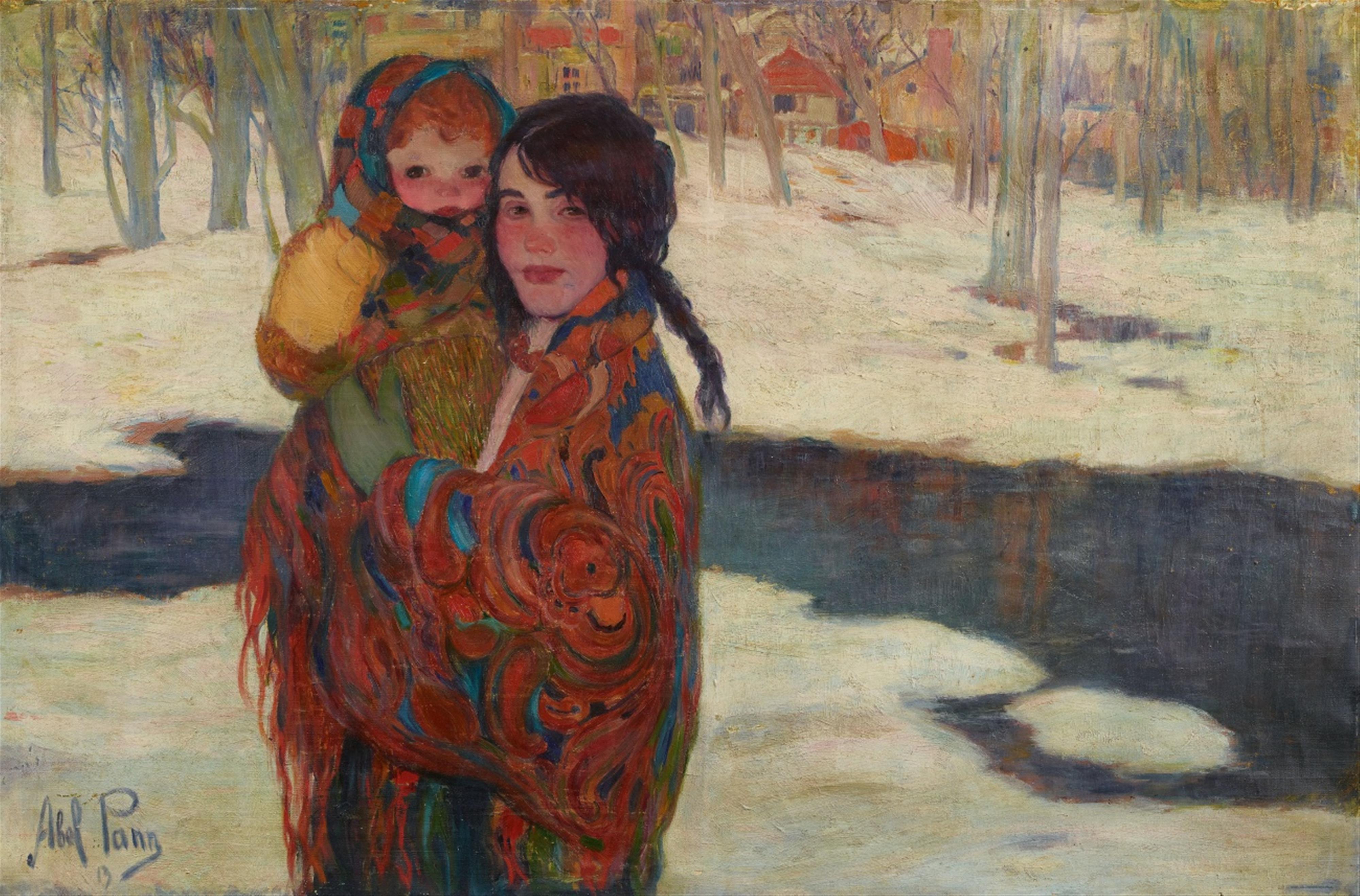 Abel Pann - Geschwister in Winterlandschaft