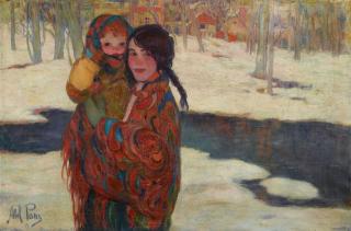 Abel Pann - Geschwister in Winterlandschaft