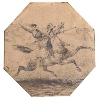Abel Pujol - A vivandière being kidnapped by a mounted arab warrior