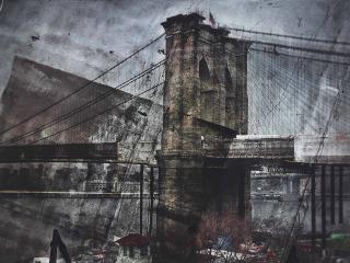 Abelardo Morell  - Tent–Camera Image on Ground: Rooftop View of the Brooklyn Bridge–Brooklyn Side, 2011