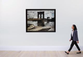 Abelardo Morell - \'Tent-Camera Image On Ground - Rooftop View Of The Brooklyn Bridge\'