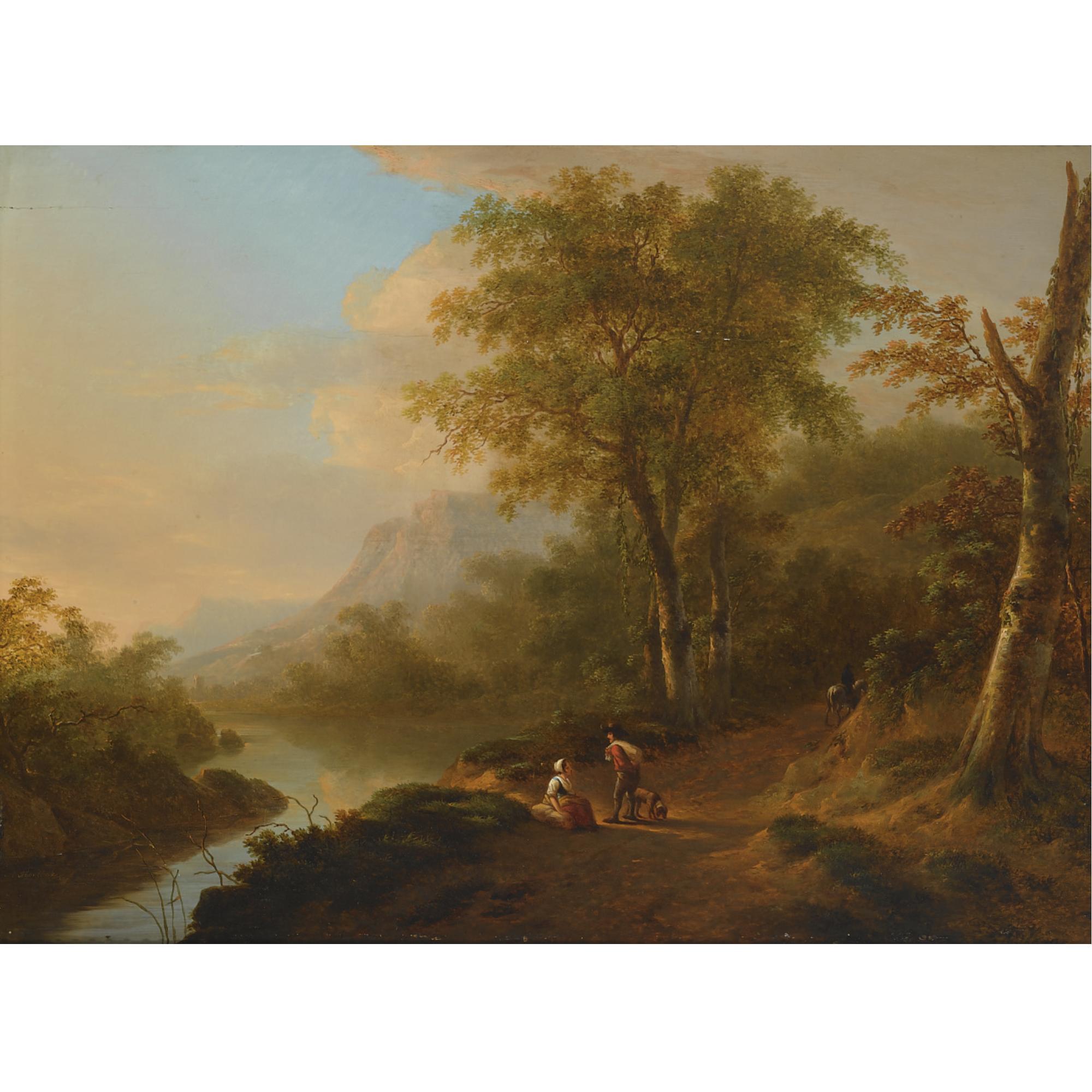 Abraham Alexandre Teerlink - Travellers In A River Landscape