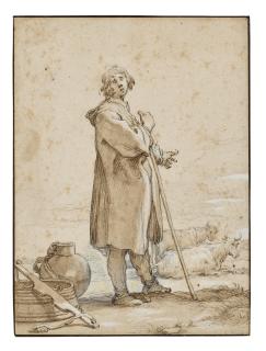 Abraham Bloemaert - A cowherd by a milk-churn gesturing towards two cows
