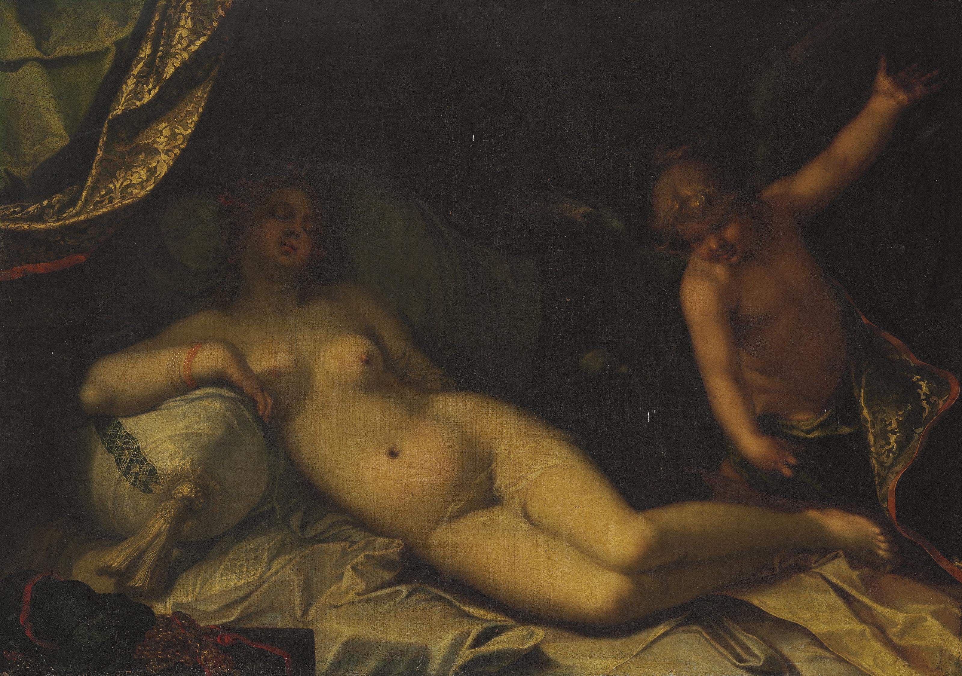 Abraham Bloemaert - A Mythological Scene, Perhaps Venus And Cupid