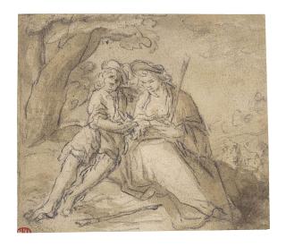 Abraham Bloemaert - A shepherd and shepherdess in a pastoral landscape