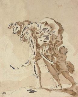 Abraham Bloemaert - Aeneas carrying his father Anchises from the ruins of Troy, his son Ascanius beside him