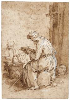 Abraham Bloemaert - An Anchorite, Sitting And Reading In The Entrance Of His Hut