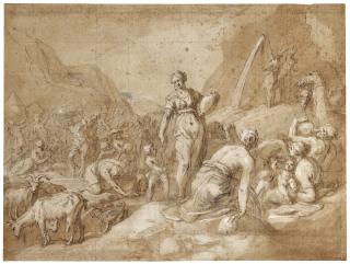 Abraham Bloemaert - Moses Striking Water From The Rock