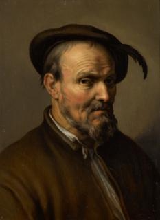 Abraham Bloemaert - Portrait Of An Old Man, Half-Length, Wearing A Hat With A Feather