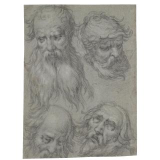 Abraham Bloemaert - Sheet Of Studies Of Heads Of Bearded Men