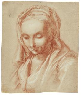 Abraham Bloemaert - Study Of A Female Figure, Three-Quarter Length