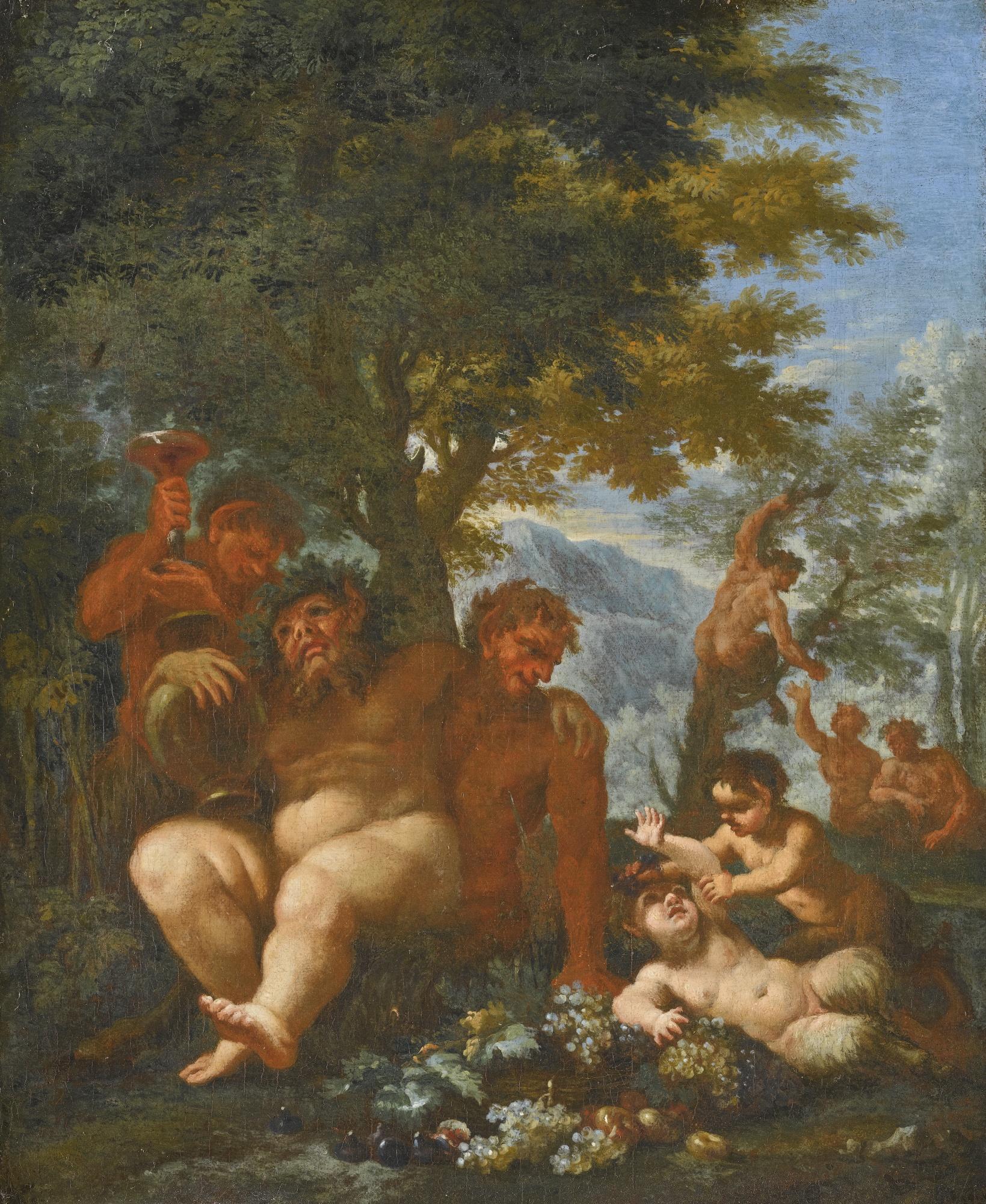 Abraham Brueghel - Landscape With Silenus And Putti