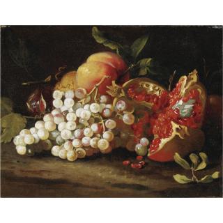 Abraham Brueghel - Natura Morta Con Uva, Melagrana E Pesche