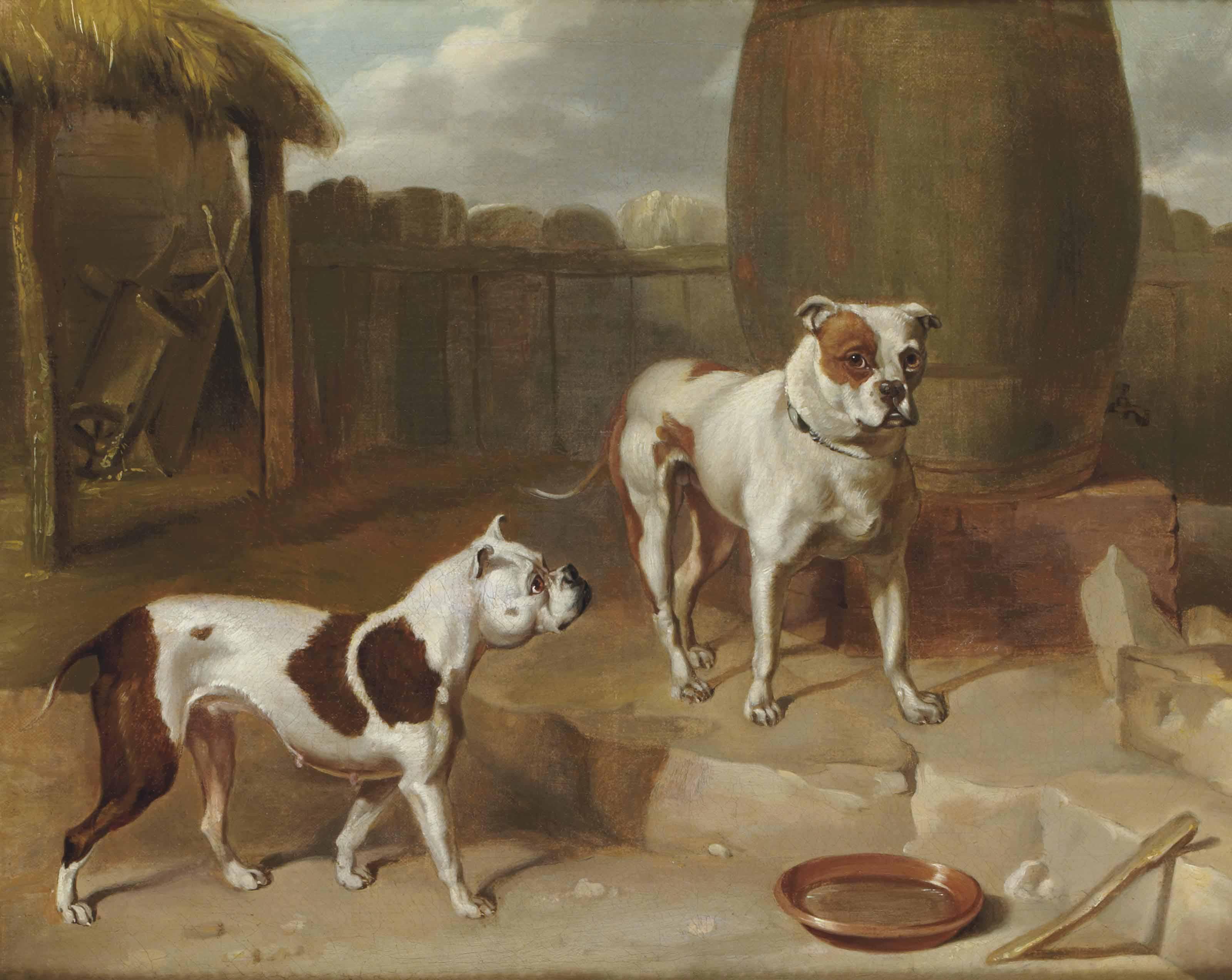Abraham Cooper - Deux Chiens Dans Une Cour