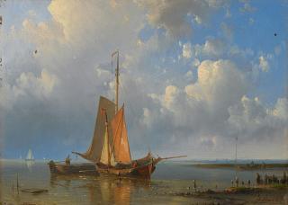 Abraham d.Ä. Hulk - Küstenfischer am Ufer.