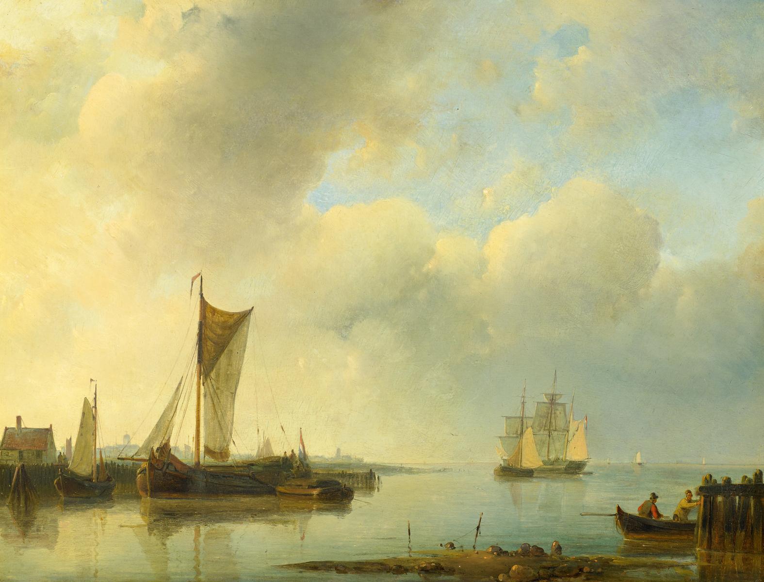 Abraham d.Ä. Hulk - Ruhige See vor einem holländischen Hafen.