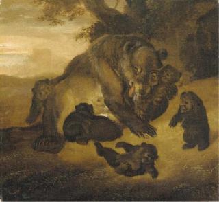 Abraham Danielsz. Hondius - A bear with her cubs