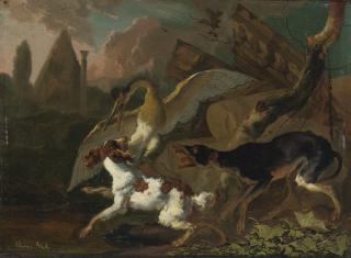 Abraham Danielsz. Hondius - A Bird And Dog Fighting