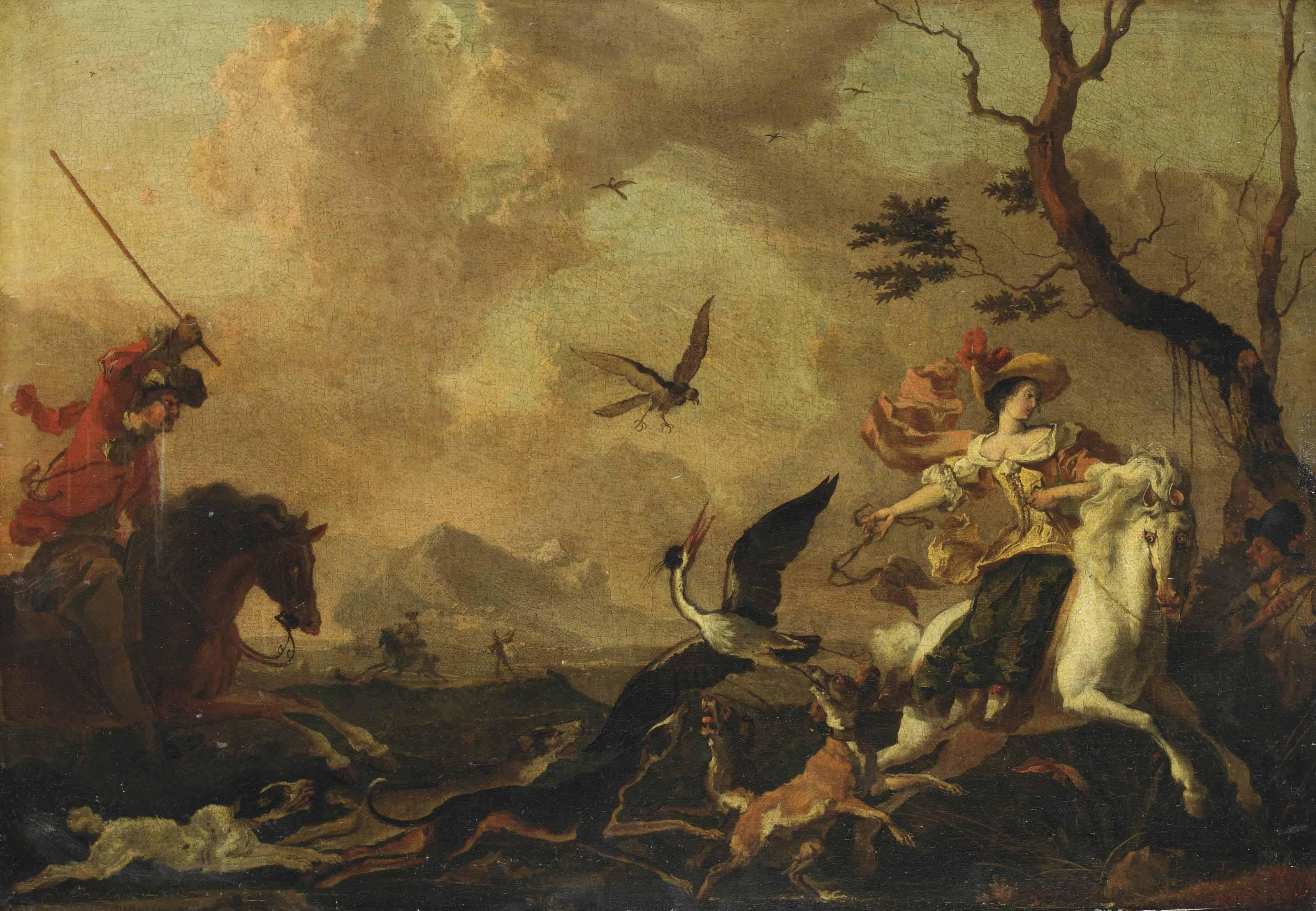 Abraham Daniëlsz. Hondius - A Falconry Party