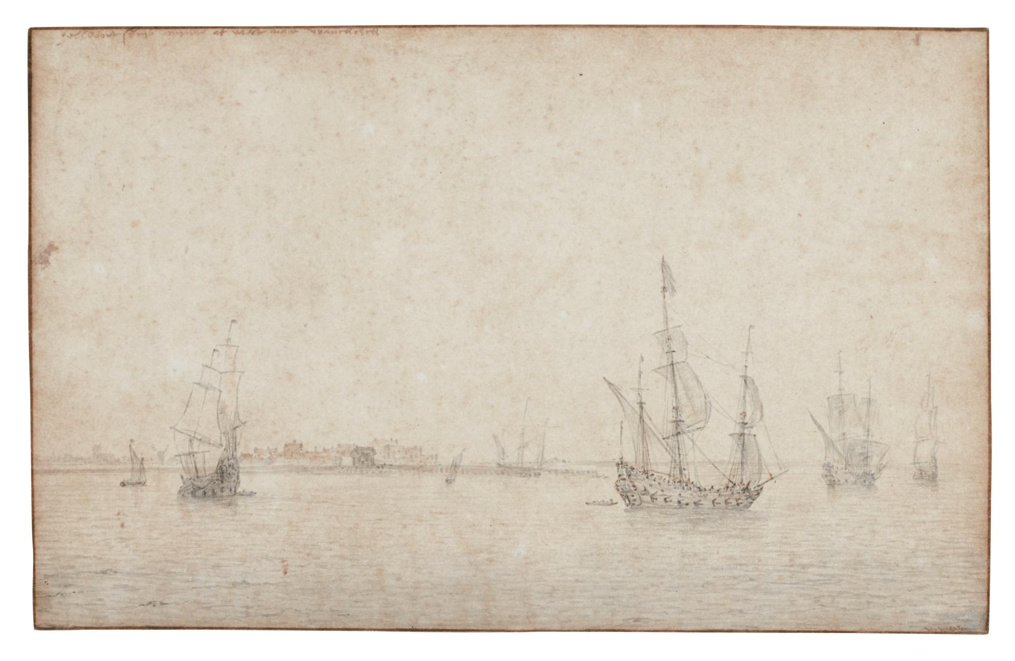 Abraham De Verwer - Shipping Off Hellevoetsluis, In South Holland