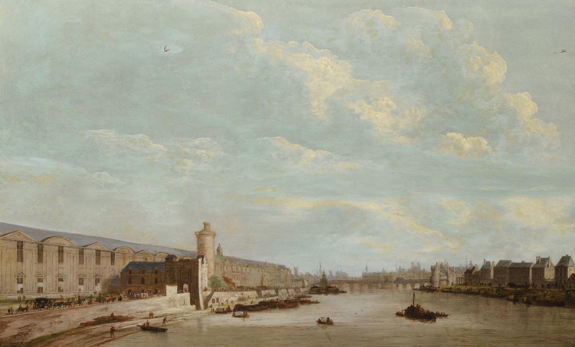 Abraham de Verwer - View Of Paris From The Pont-Royal With The Grande Galerie Du Louvre, The Pont-Neuf And The Nesle Tower