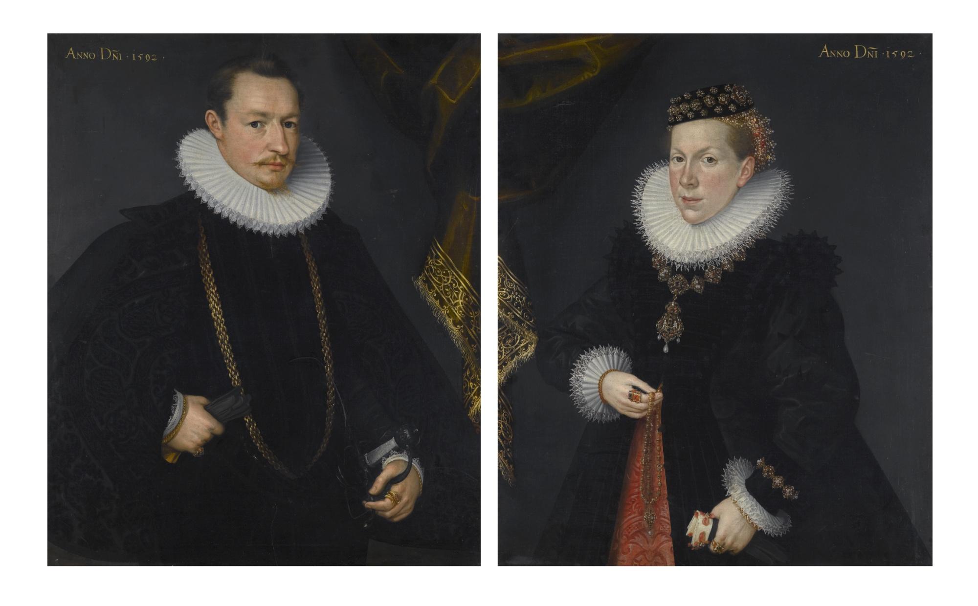 Abraham Del Hele - Portraits Of Karl Von Langemantel (D.1610) Of Augsburg, And His Wife Korona Welser (D.1650)