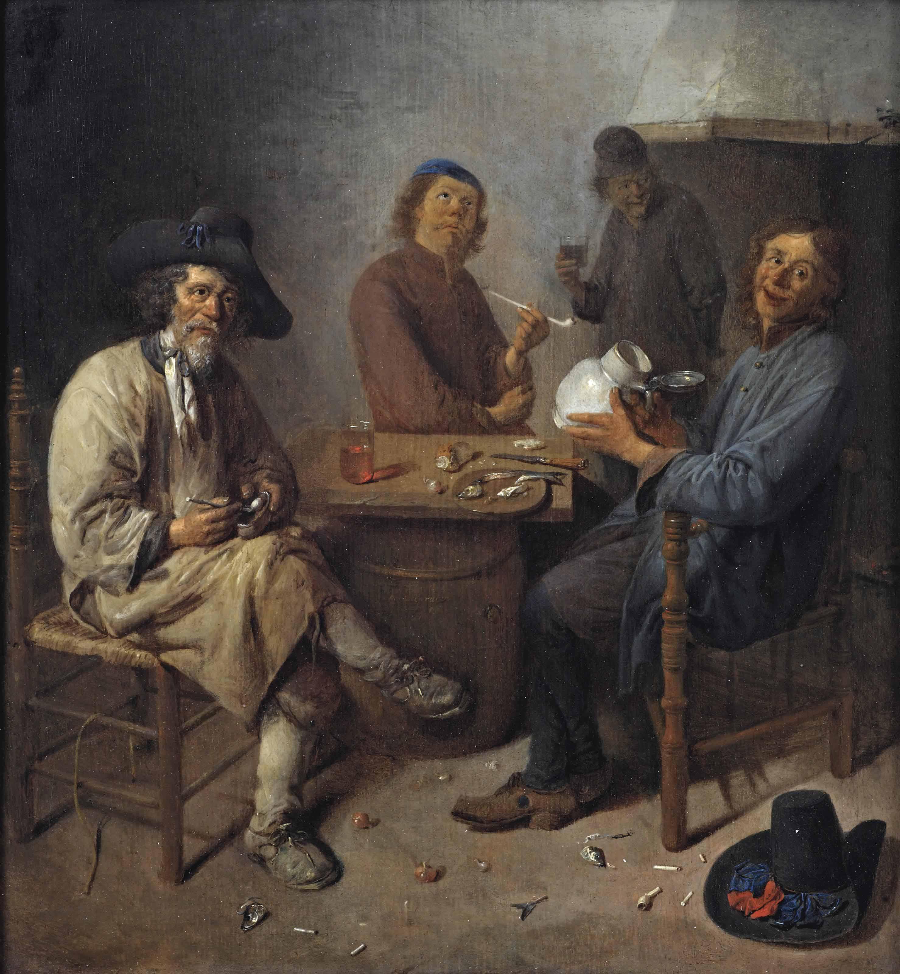 Abraham Diepraam - Peasants Smoking And Drinking In An Interior