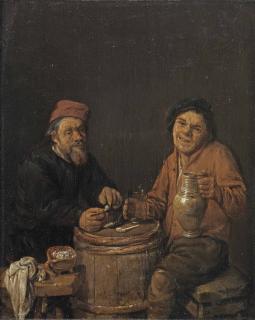 Abraham Diepraam - Two peasants smoking and drinking