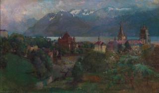 Abraham Hermenjat - A Swiss town by Lake Geneva