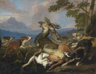 Abraham Hondius - L\'Halali Du Cerfabraham Hondius ; The Deer Hunt ; Signed Lower Right ; Oil On Canvas, Unframed
