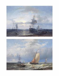 Abraham Hulk Sen. - Entering The Harbour; And Moored Vessels Near The Coast