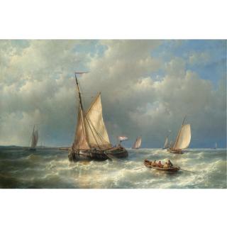 Abraham Hulk Snr. - Dutch Stormy Sea With Ships